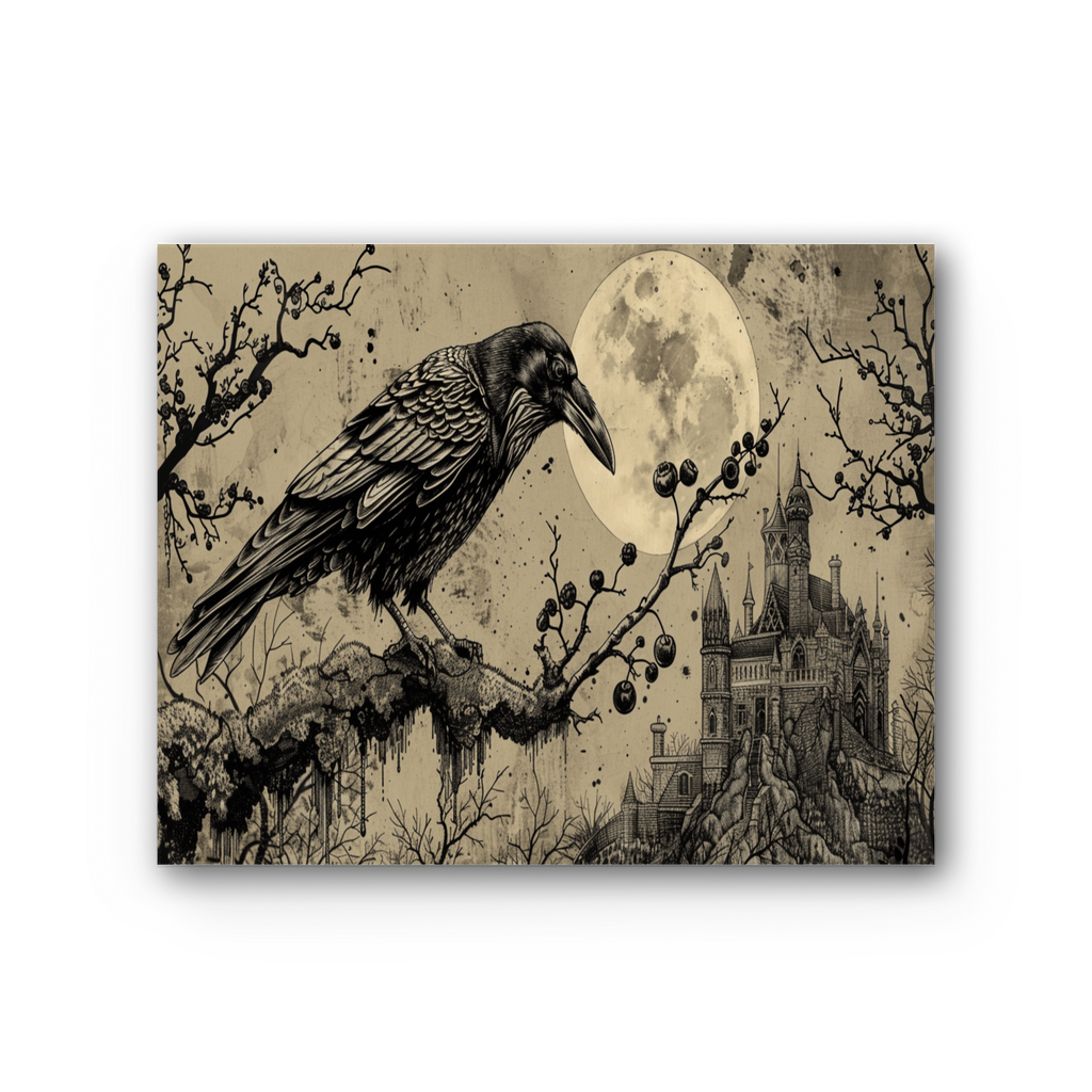 Moonbound Raven Premium Stretched Canvas