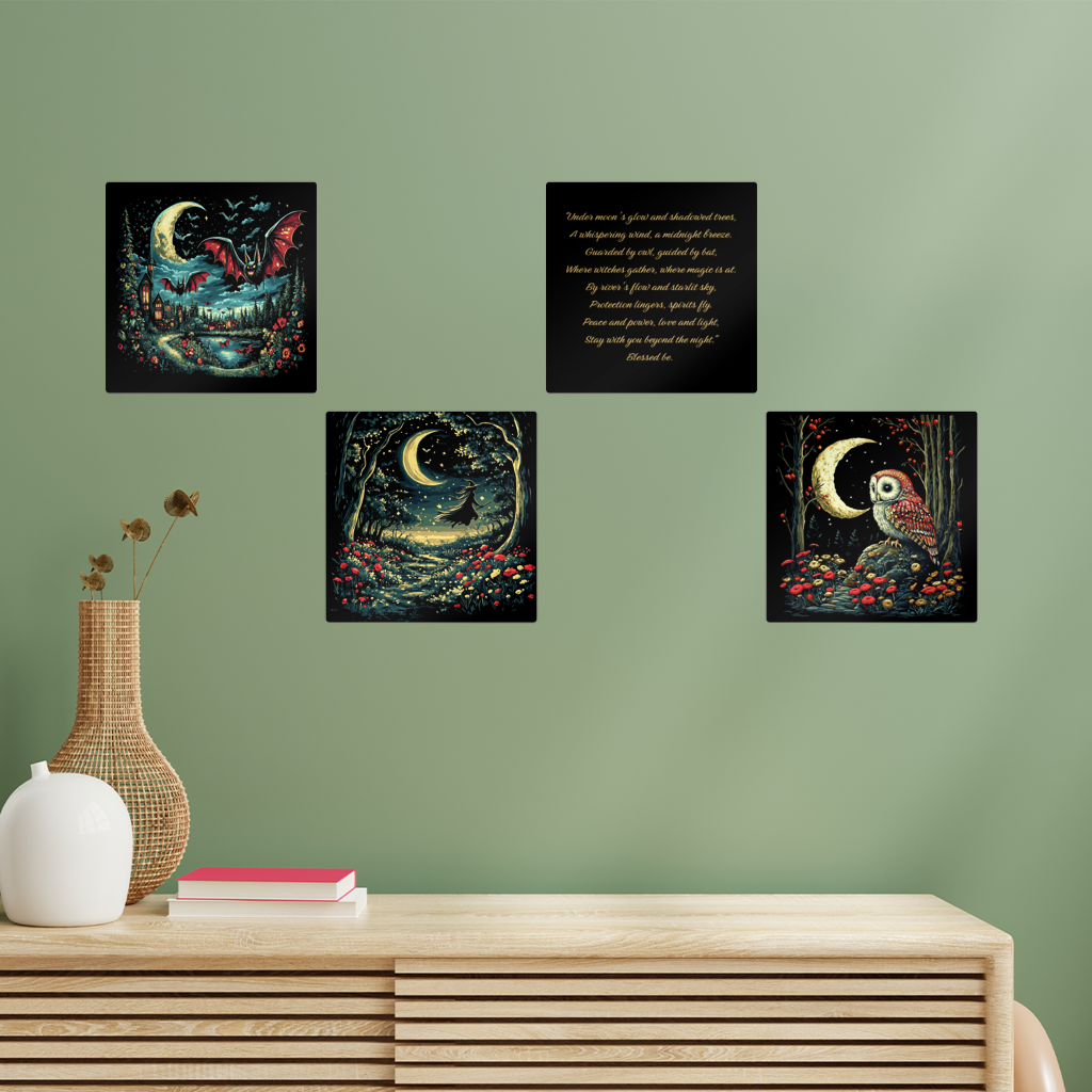 Midnight Forest Square Wall Tiles Set of 4