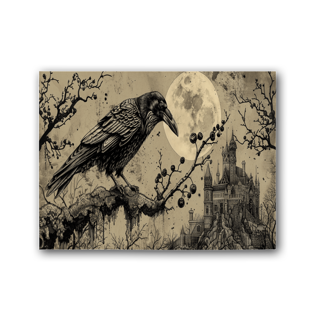 Moonbound Raven Premium Stretched Canvas