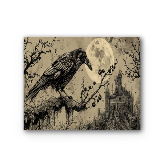 Moonbound Raven Premium Stretched Canvas