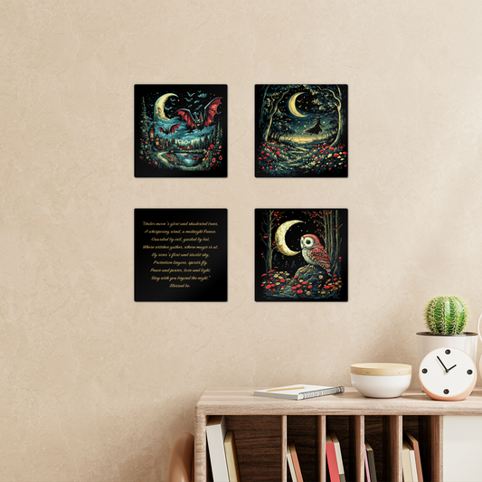Midnight Forest Square Wall Tiles Set of 4